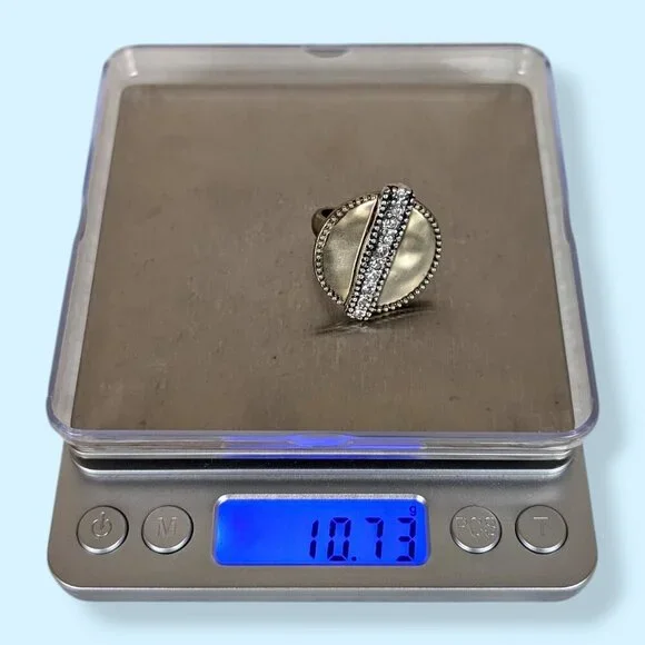 White Rhinestone Accent Metallic Ring - Picture 5 of 6